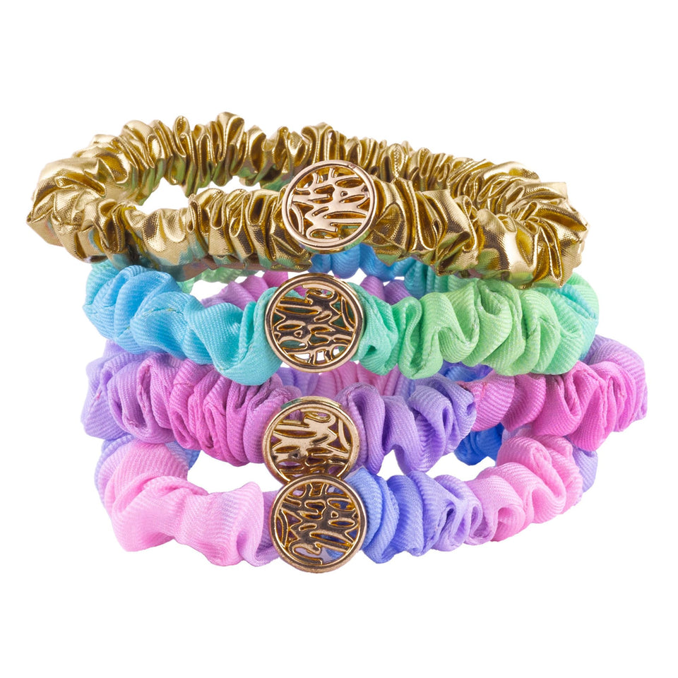 Lilly Pulitzer front packaging showing four mini scrunchies and brand appeal