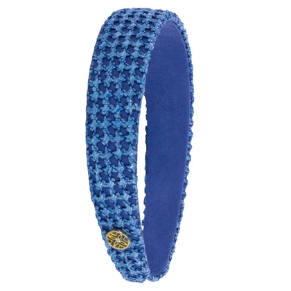 Lilly Pulitzer headband front view showing blue tones and shape for polished style