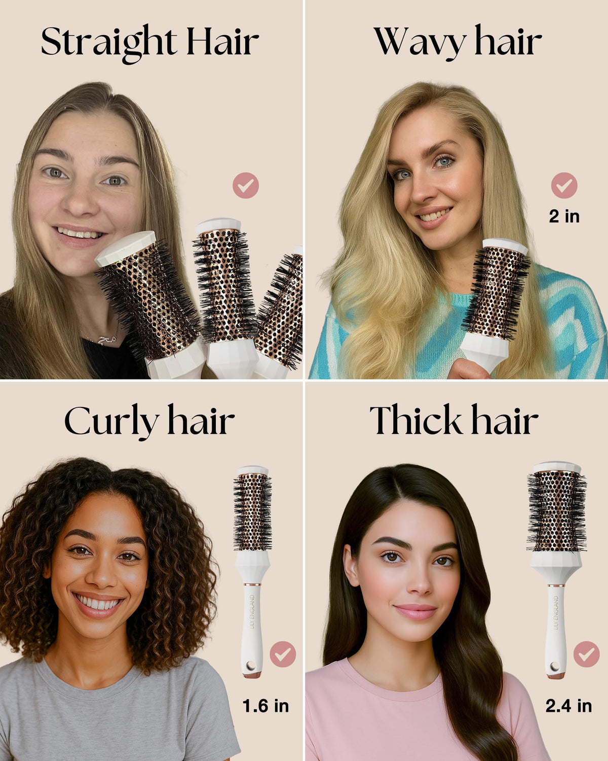 Lily England in-use blow dry scene with brush creating salon-style volume benefit