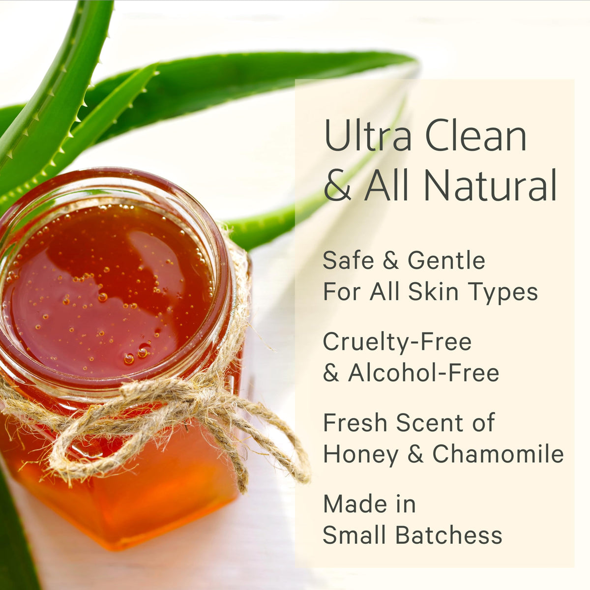 LILY SADO honey chamomile peony ingredients display promoting soothing effects