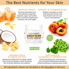 LILY SADO Manuka honey dollop highlighting hydrating humectant benefit