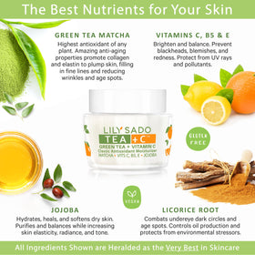 LILY SADO matcha leaves ingredient shot highlighting antioxidant source