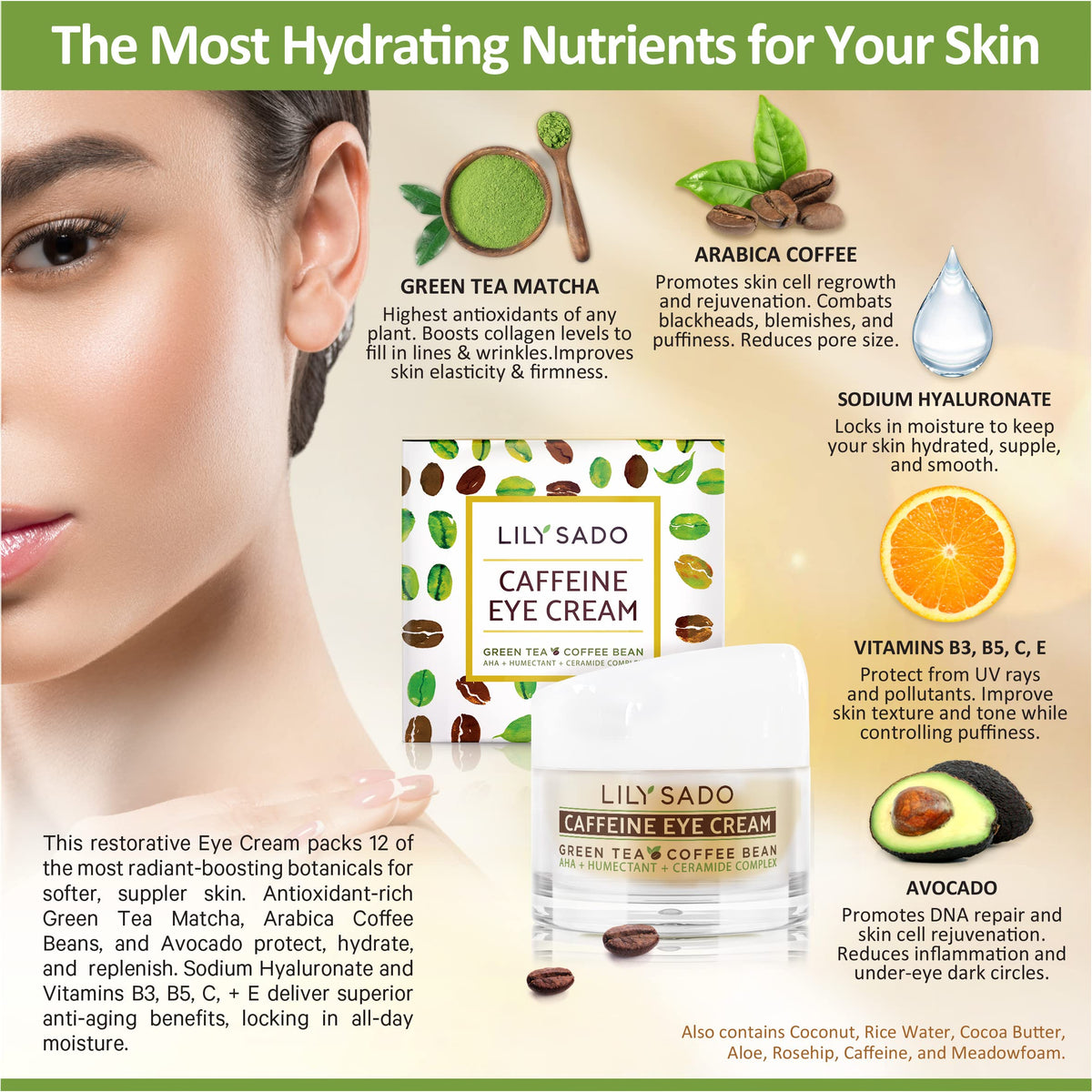 LILY SADO matcha and Arabica coffee beans highlighting antioxidant boost