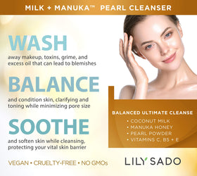 LILY SADO pump and label detail highlighting ingredients and easy dispensing