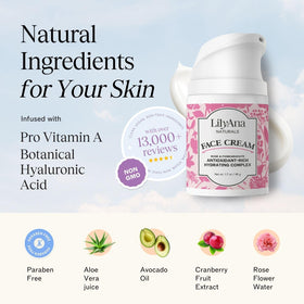 LilyAna Naturals cream spread on hand showing lightweight hydration