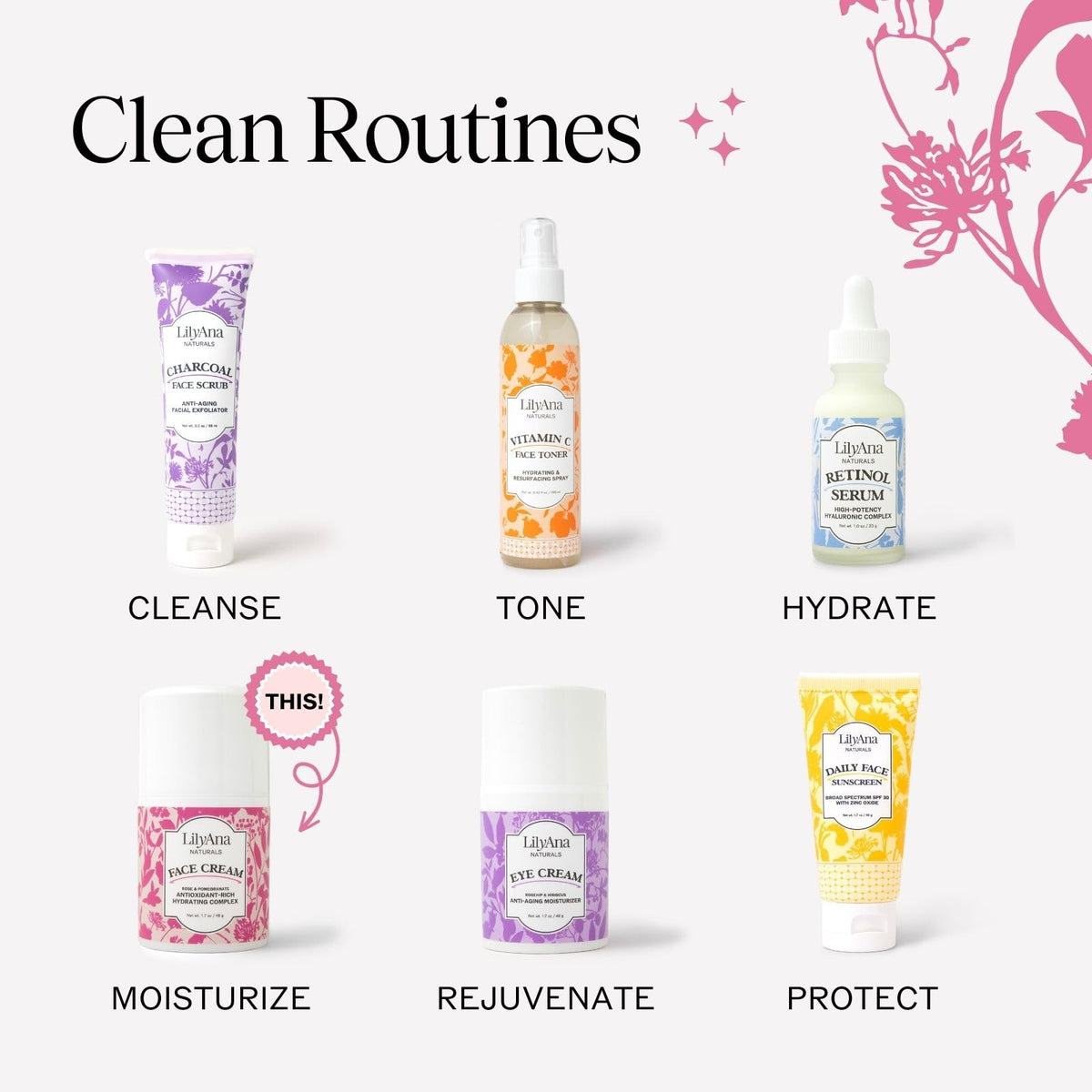 LilyAna Naturals label detail showing ingredient list and clean formulation