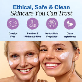 LilyAna Naturals before and after texture comparison illustrating visible smoothing
