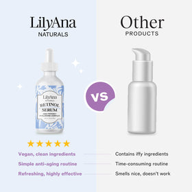 LilyAna Naturals bottle next to a hand to show 1oz size