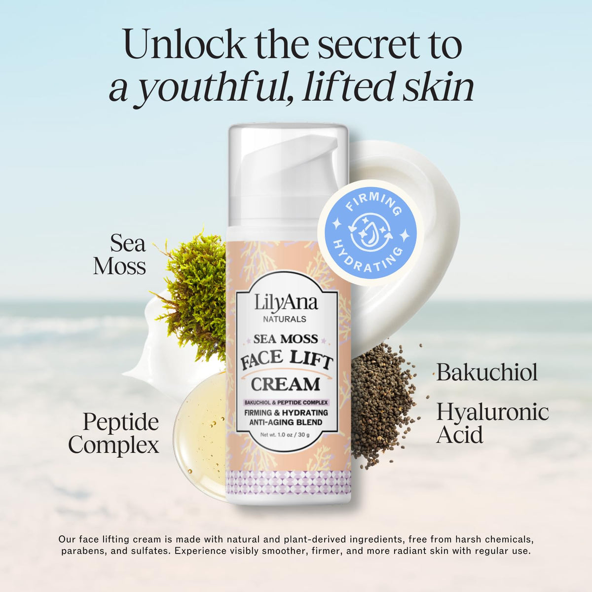 LilyAna Naturals cream texture close-up showing smooth, hydrating consistency
