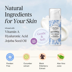 LilyAna Naturals cream on fingertip ready for gentle under-eye application