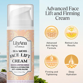 LilyAna Naturals label ingredients close-up highlighting bakuchiol and peptides