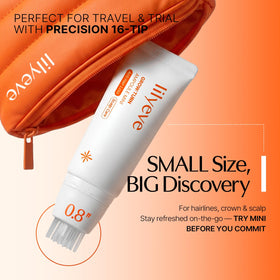 lilyeve brush applying serum to crown to support fuller-looking scalp areas