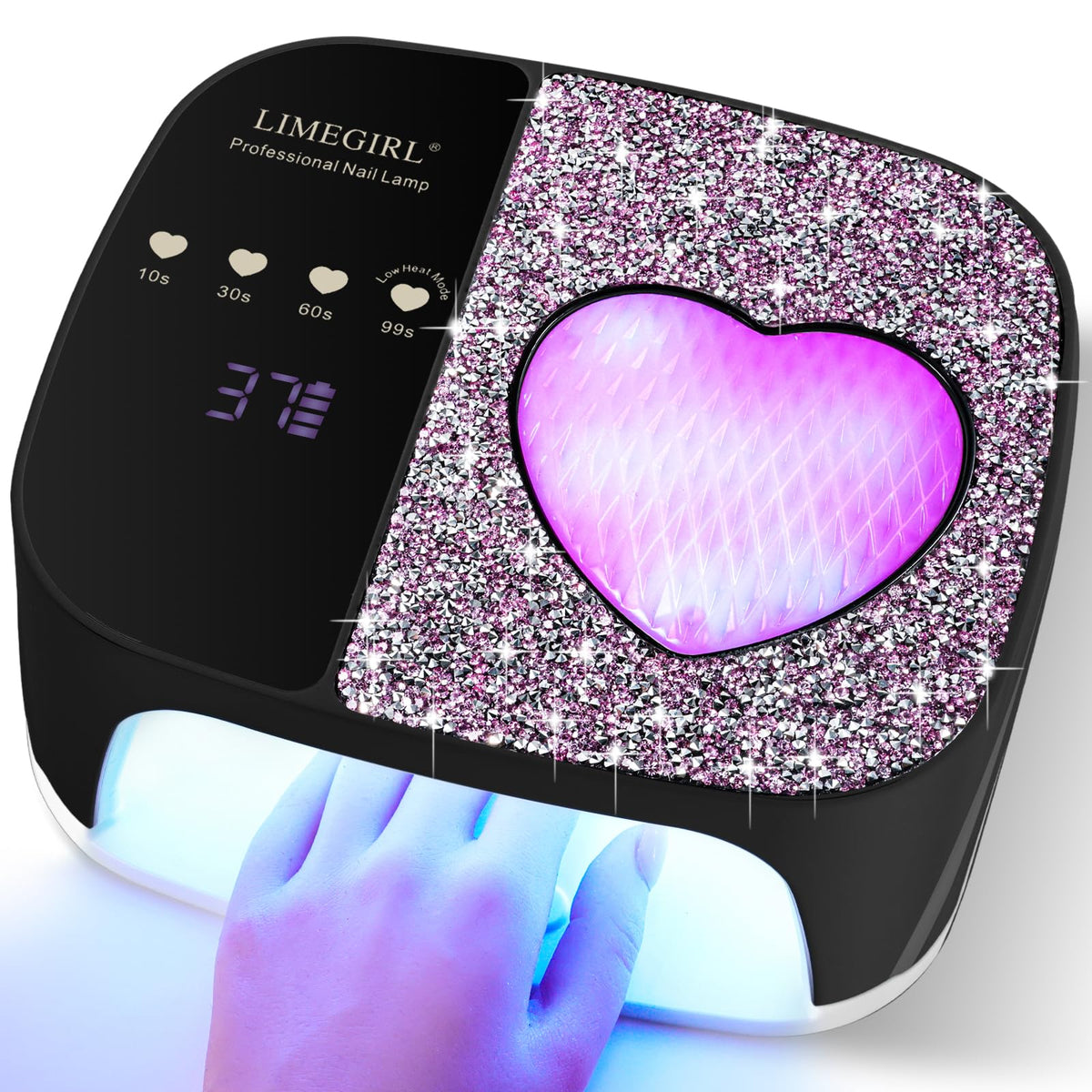 LimeGirl front view of black lamp showing modern design and fast curing