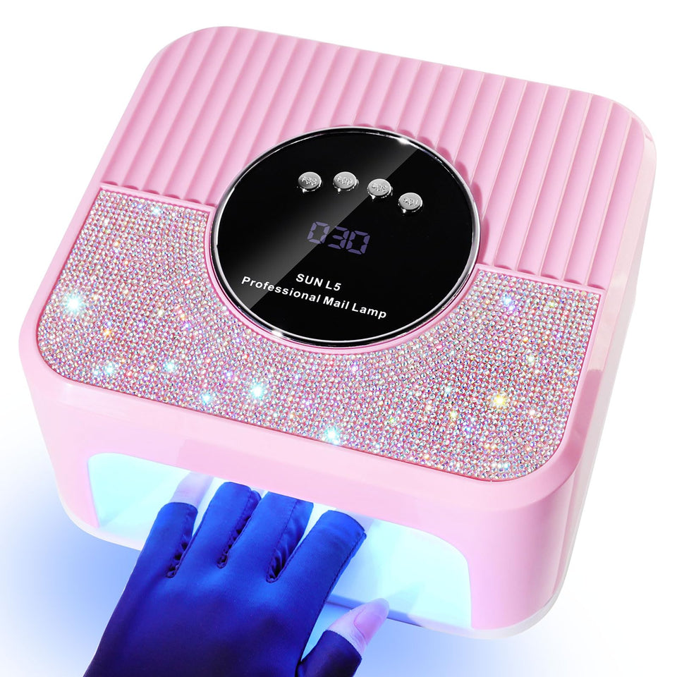 LimeGirl front view pink lamp showing ergonomic design and fast curing benefit