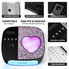 LimeGirl heart ambient battery light indicating remaining charge