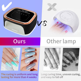 LimeGirl anti-UV gloves included beside lamp protecting skin during curing