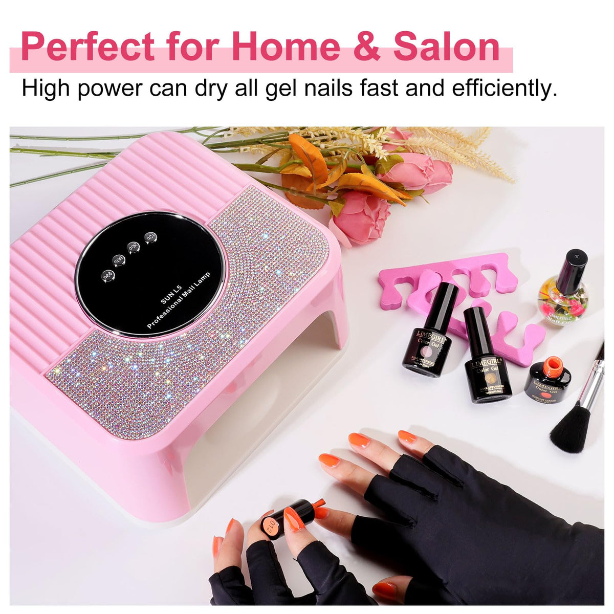 LimeGirl size comparison with hands illustrating compact, portable salon convenience