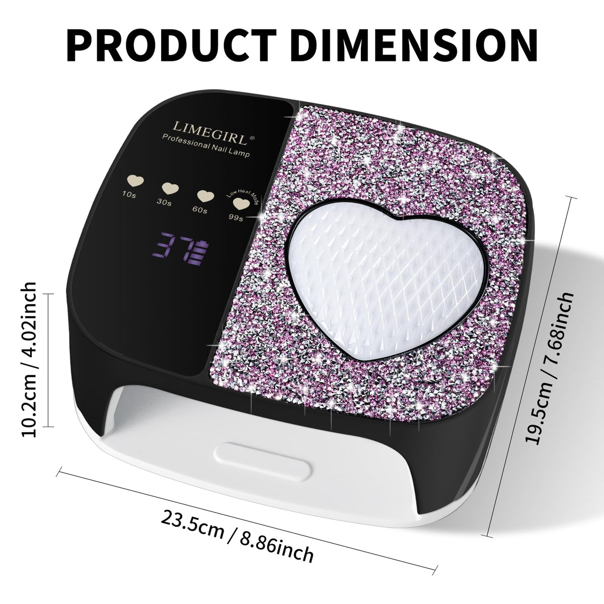 LimeGirl size comparison with hand to show portable salon scale