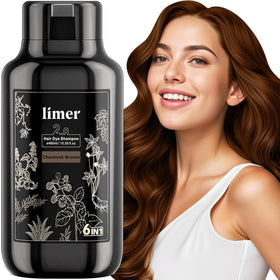 Limer front packaging showing chestnut brown bottle and key benefits