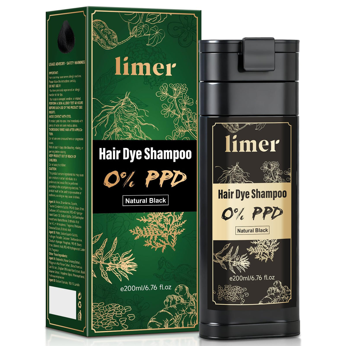 Limer front packaging showing natural black bottle and clear product branding