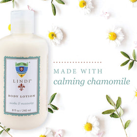 Lindi Skin lotion by shower to illustrate post-bath use that locks in moisture