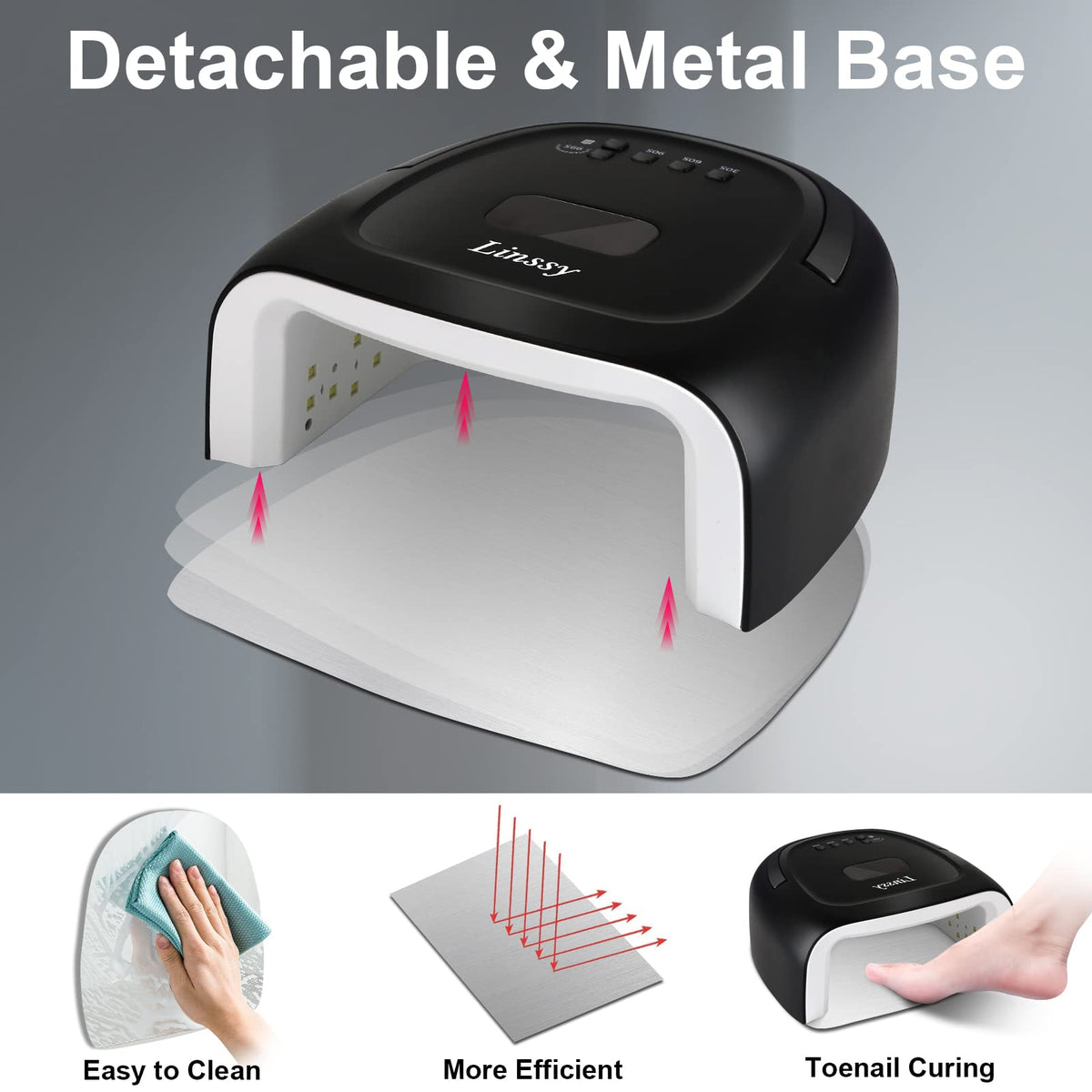 Linssy scale with hand comparison demonstrating compact travel-friendly size