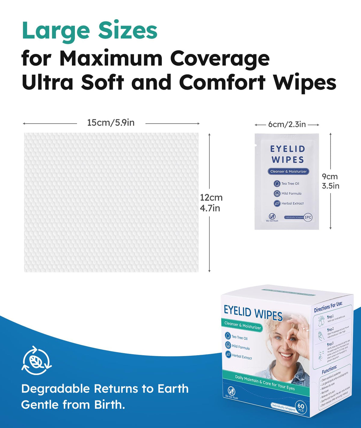 Linzercin wipe being used on eyelid demonstrating safe, soothing cleansing
