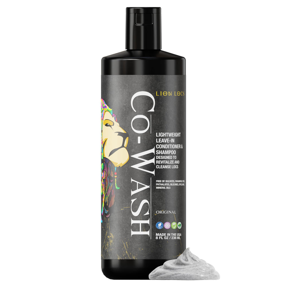Lion Locs front bottle view showing label and clean design benefits