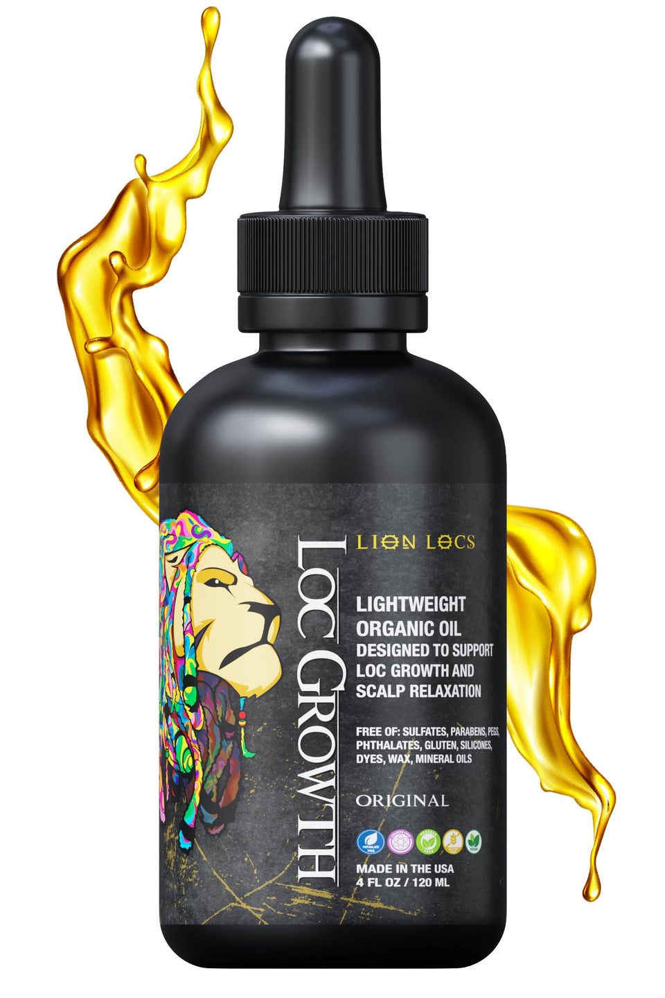 Lion Locs front packaging showing 4oz bottle and clean branding for quick identification