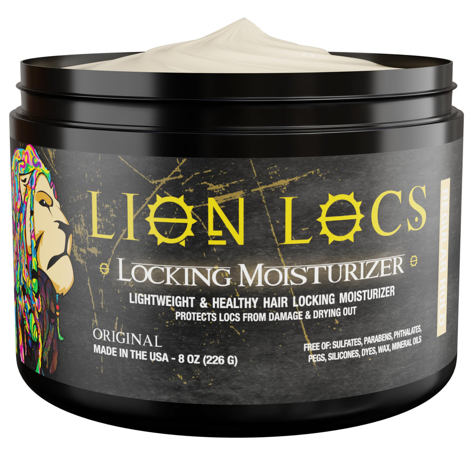 Lion Locs front packaging showing compact jar and clear branding for easy identification