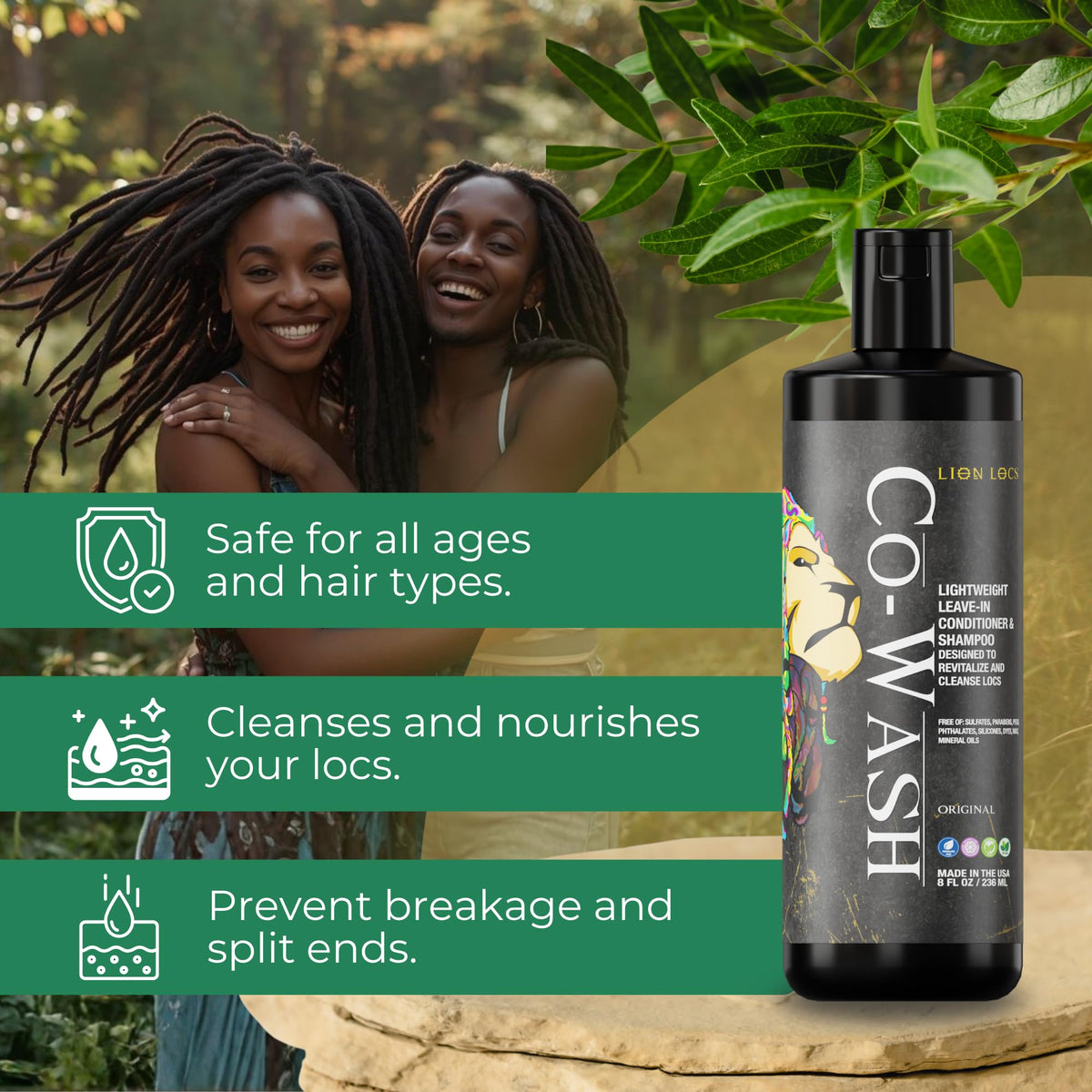 Lion Locs in shower applied to locs demonstrating gentle cleansing