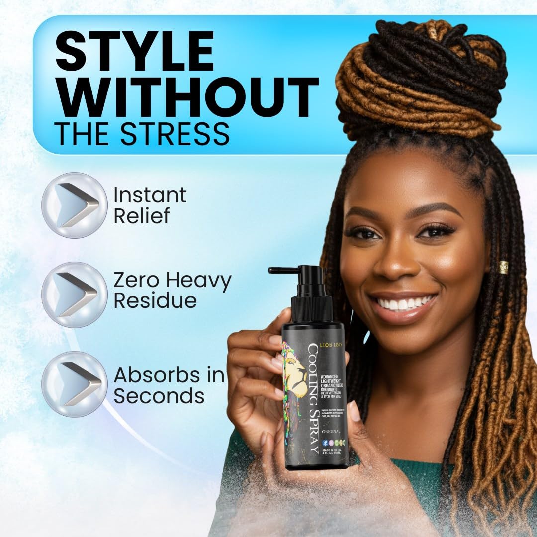 Lion Locs product label detailing natural oils and hydrating ingredients