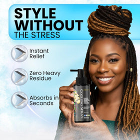 Lion Locs product label detailing natural oils and hydrating ingredients