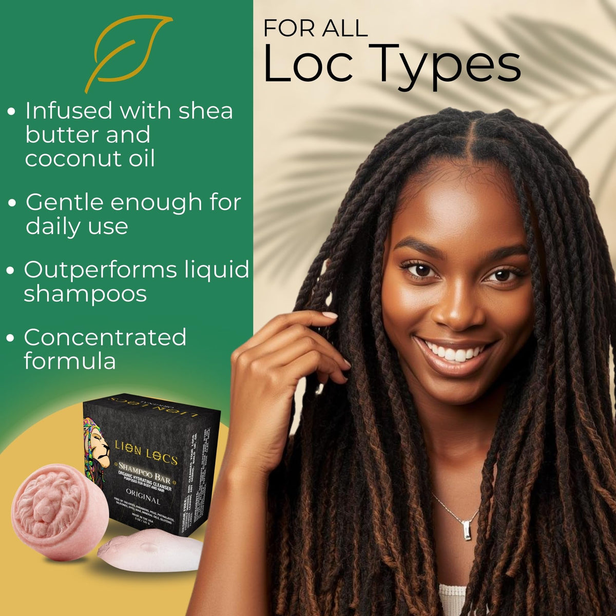 Lion Locs lather in hand demonstrating easy foaming and cleanup