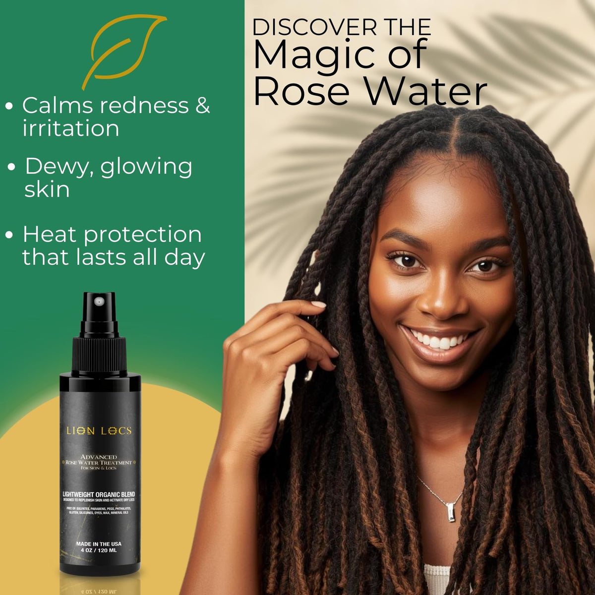 Lion Locs label and ingredient list emphasizing vegan formulation