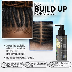 Lion Locs bottle held in hand demonstrating compact travel-friendly size