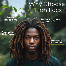 Lion Locs bottle next to hand to show 4oz size and travel-friendly convenience