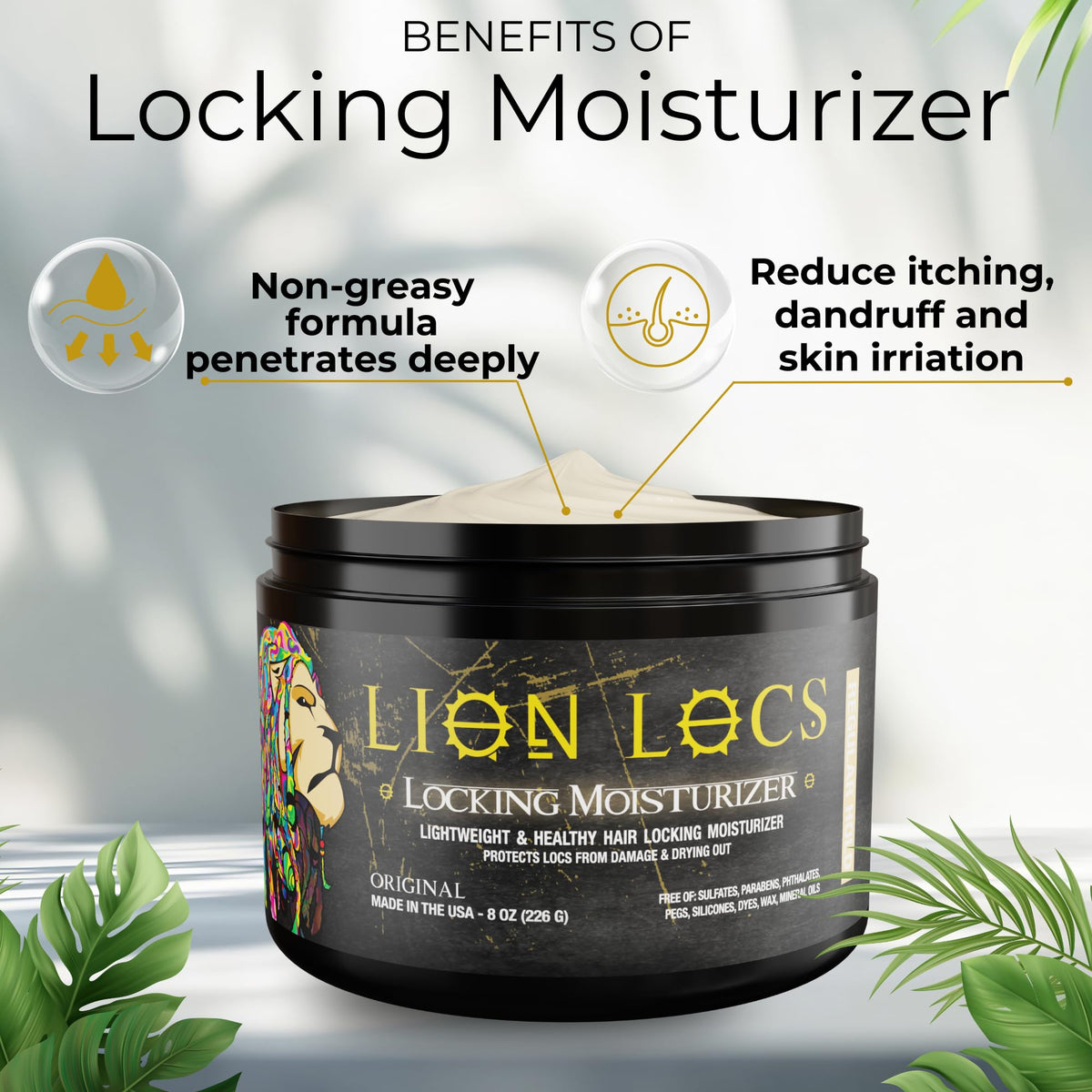 Lion Locs cream texture close-up showing smooth consistency for even application