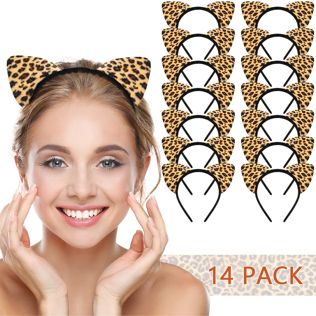 LIONSOUL front pack showing all 14 cheetah ears headbands for event coordination