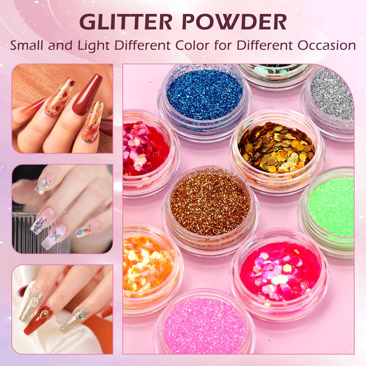 LIONVISON acrylic powders arranged to show 42-color variety for color blending and design practice