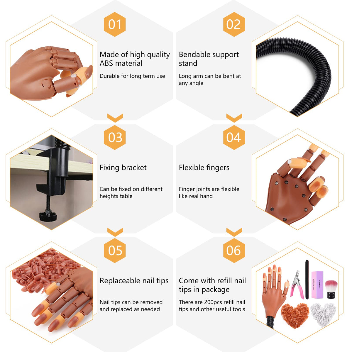 LIONVISON clamp and adjustable arm fastened to table for stable hands-free nail training