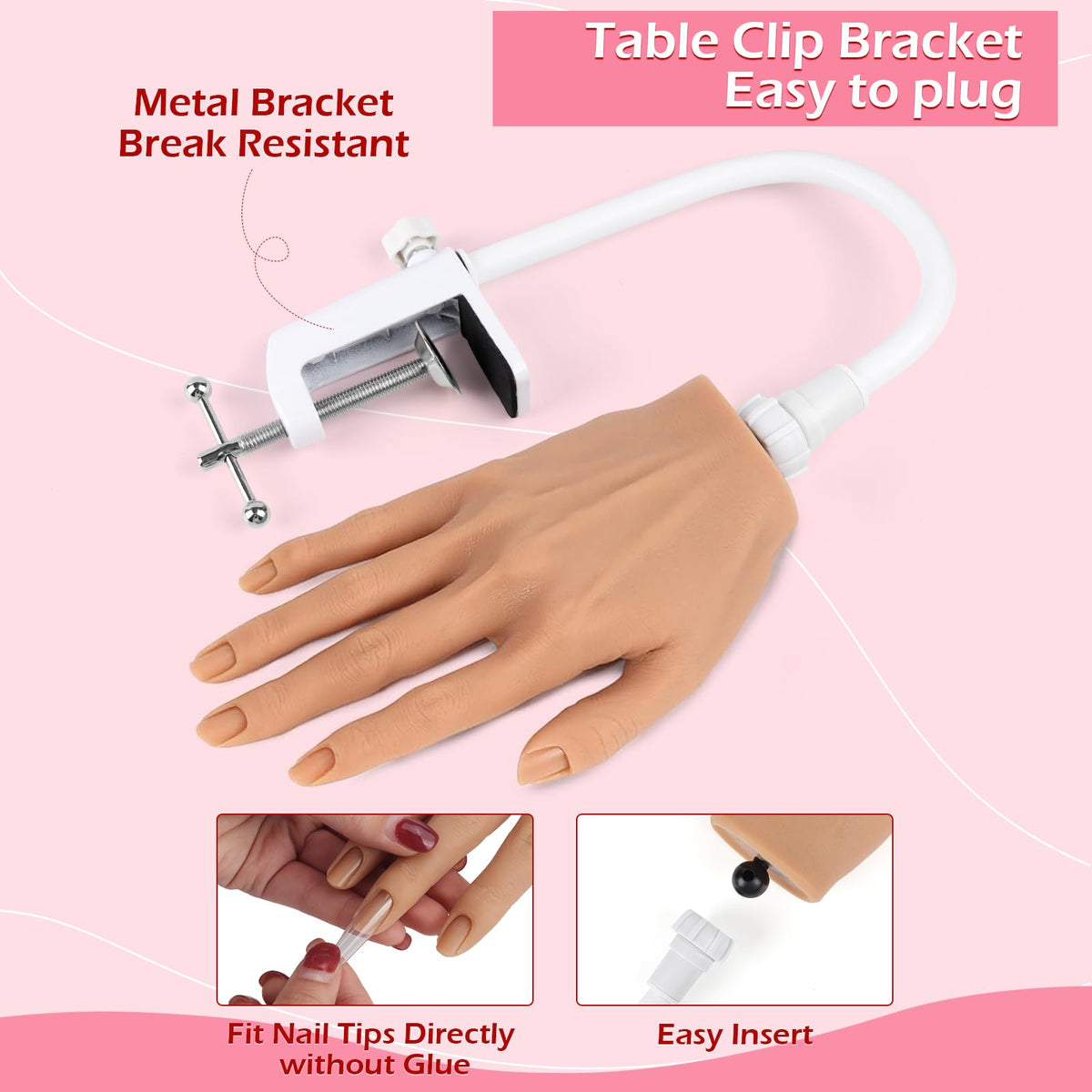LIONVISON practice hand with bendable fingers and visible joints demonstrating adjustable poses and ergonomic angles