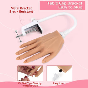 LIONVISON practice hand with bendable fingers and visible joints demonstrating adjustable poses and ergonomic angles