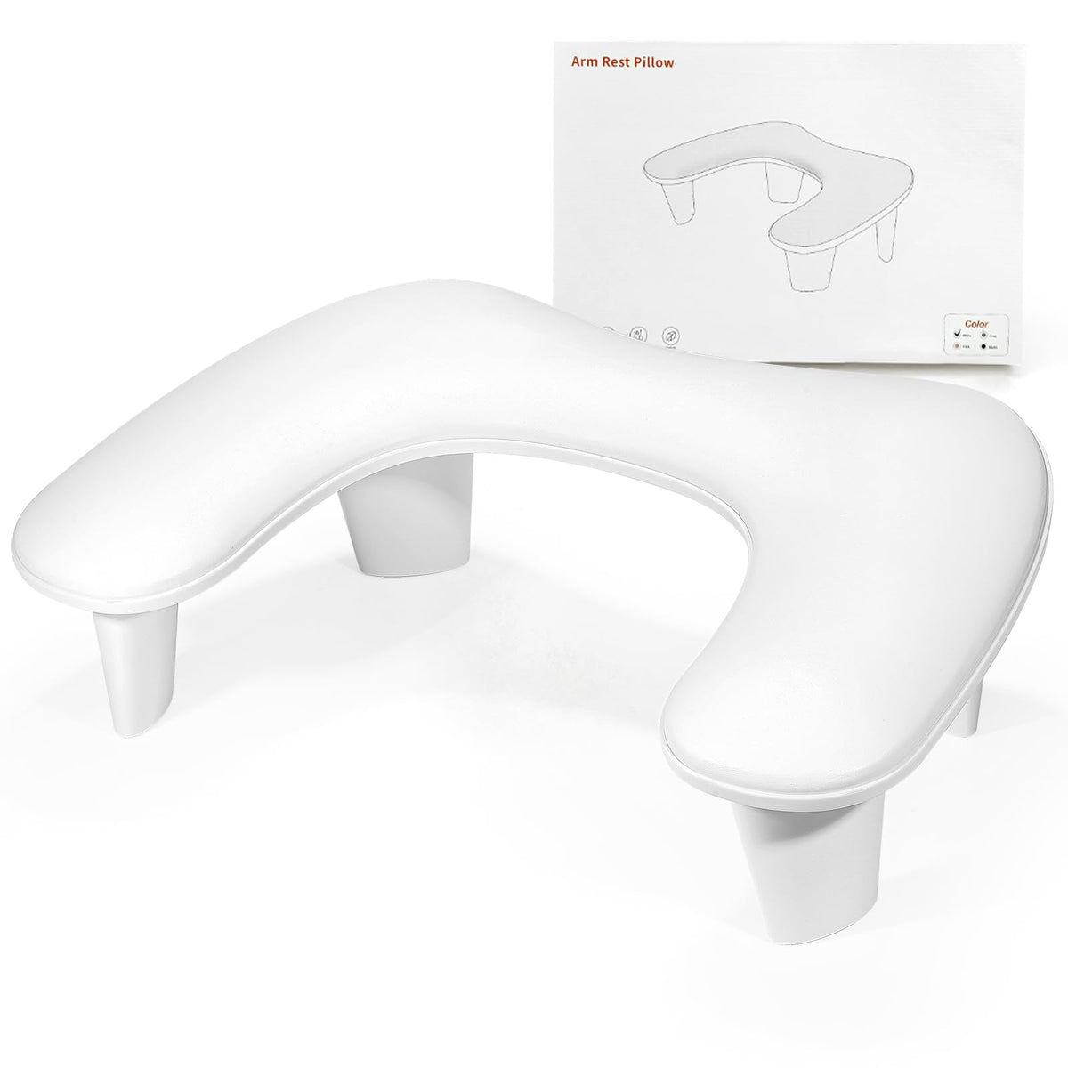 LIONVISON front view of white arm rest showing ergonomic shape and comfort