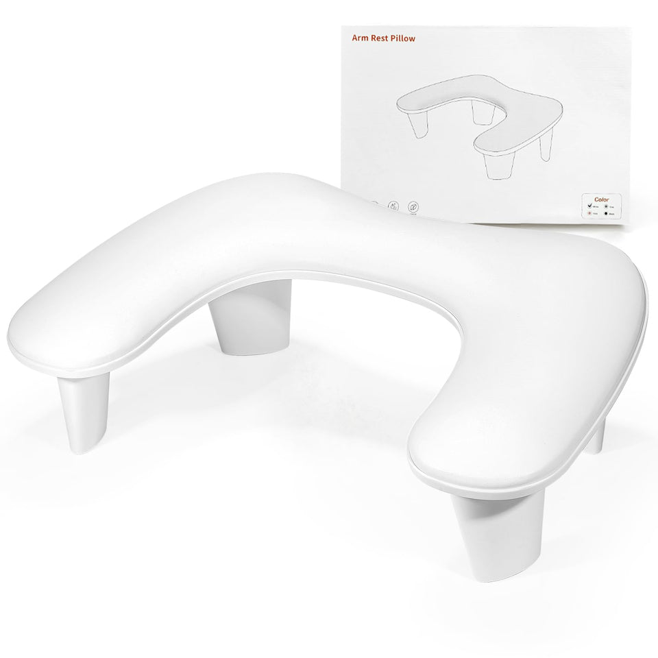 LIONVISON front view of white arm rest showing ergonomic shape and comfort