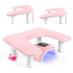 LIONVISON front view of pink arm rest showing U-shaped design and compact footprint for stability