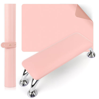 LIONVISON front view pink arm rest with mat showing organized workspace benefit