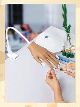 LIONVISON staged nail studio scene demonstrating professional training setup
