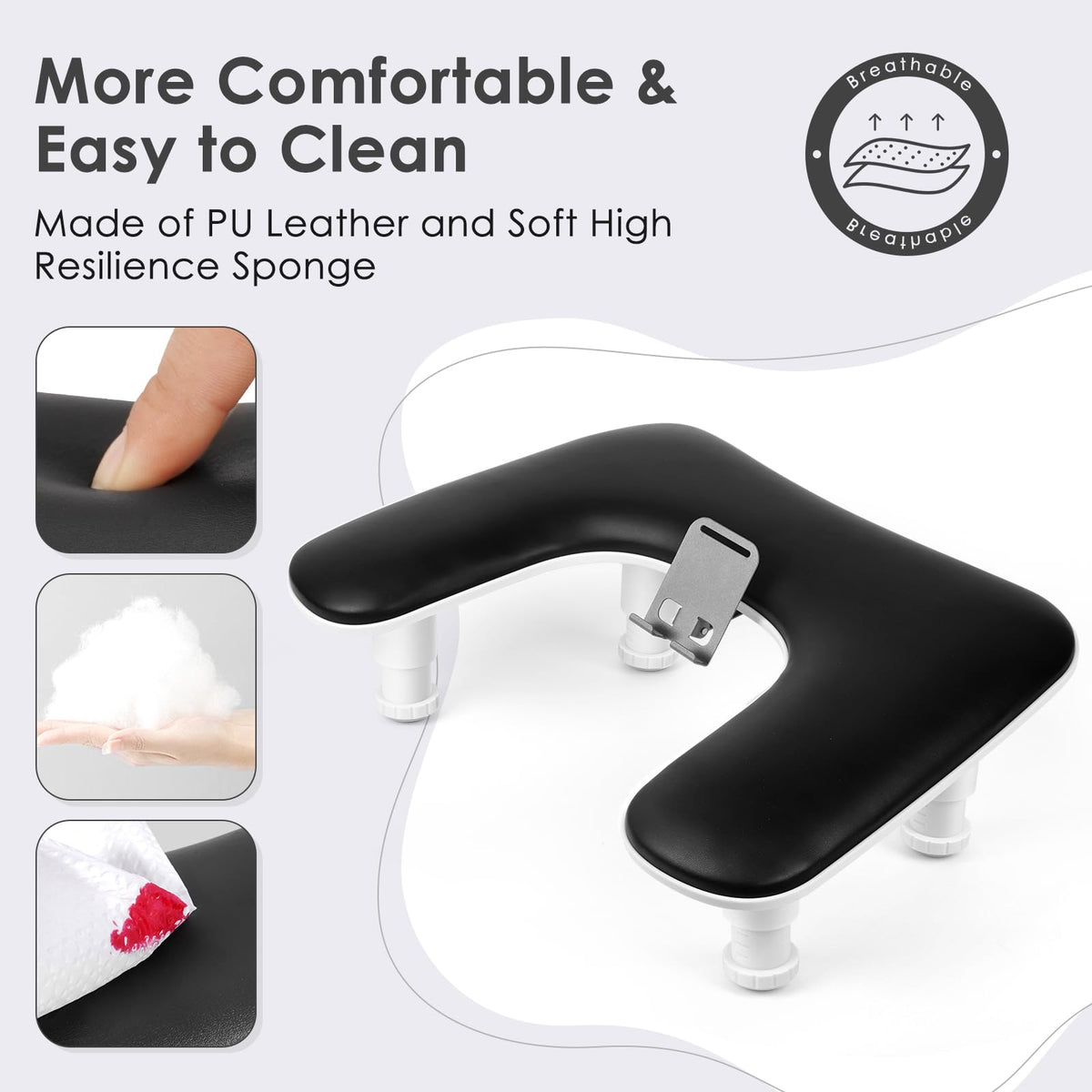 LIONVISON arm rest with hand showing size and supportive cushion for steady manicures