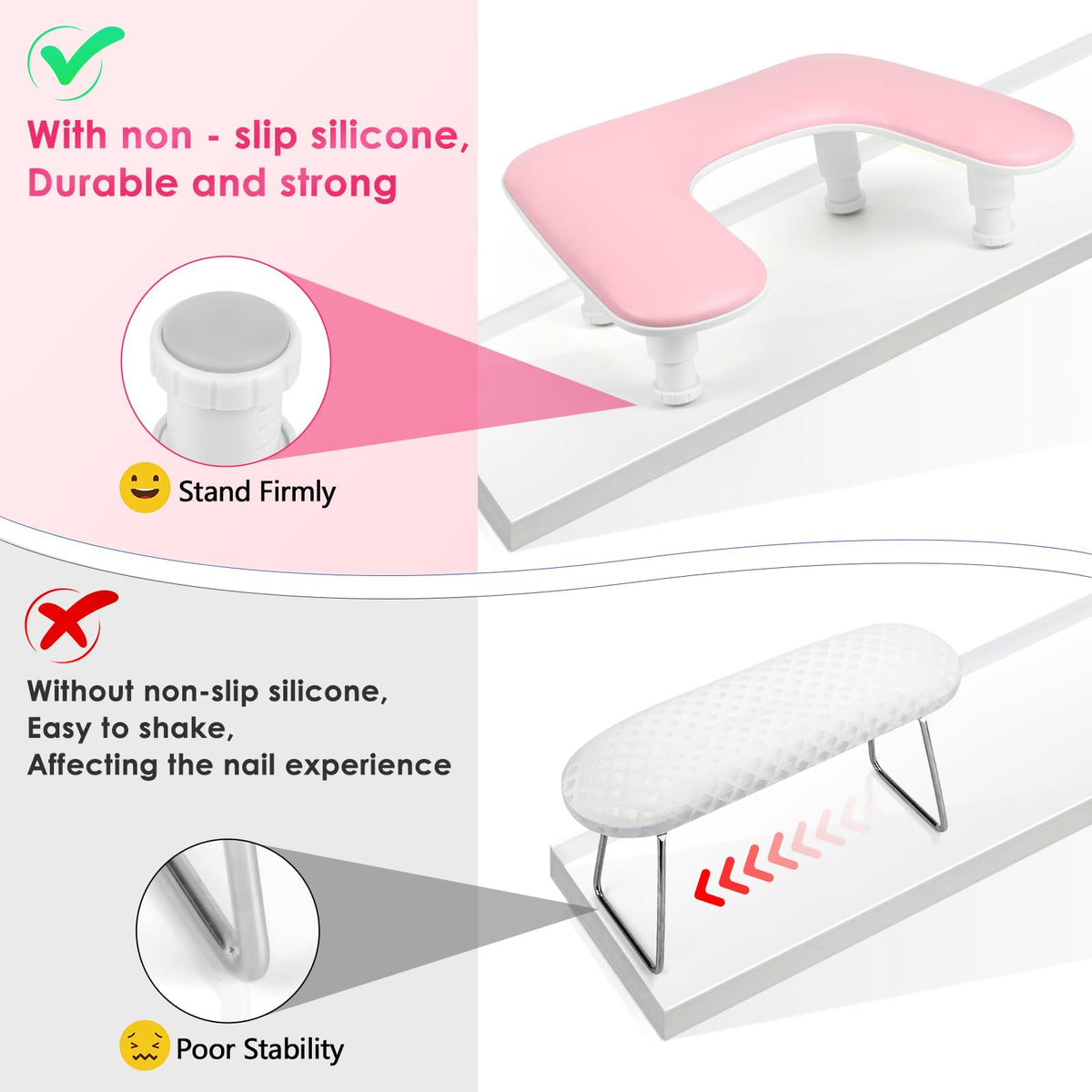 LIONVISON size comparison beside a nail lamp illustrating space-saving design and lamp compatibility